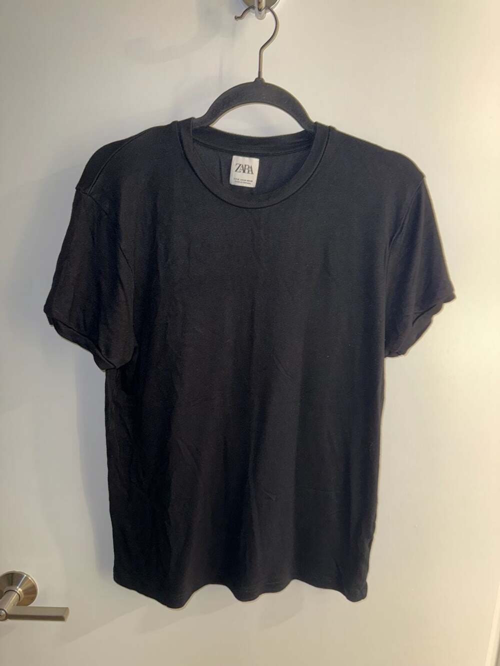 Zara Men's Black Viscose Blend Knit T-Shirt